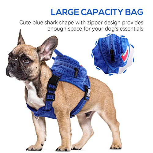 Dog Backpack Harness (Blue Shark / 6.4"L x 5.1"W x 2.2"H)