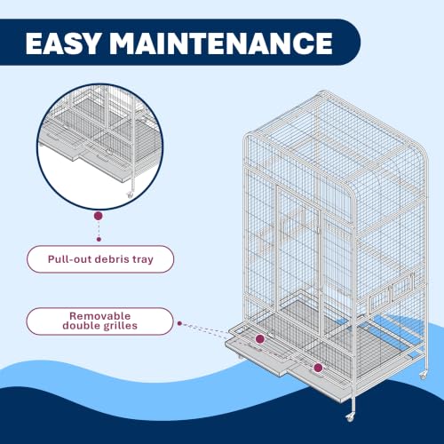 Imperial Extra Large Stainless Bird Cage (41.3"L x 27.9"W x 73.8"H)