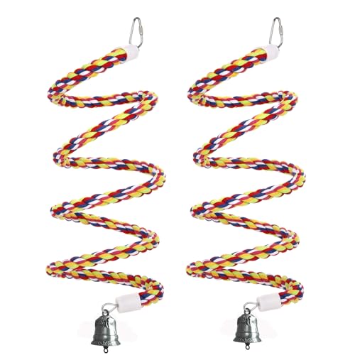 2Pcs 43'' Bird Rope Perches Birdcage Swing Toys 100% Cotton Natural Bird Perch Peck (43'x2pcs)