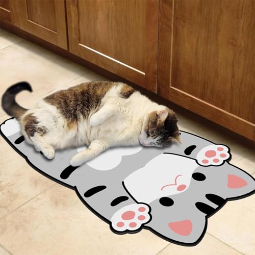 Cat Food Mats for Indoor 24"x14" Cat Feeding Bowl Mat Absorbent Quick Dry Mat Pet Feeding Mat (Light gray / 24"L x 14"W)