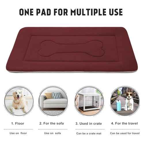 Medium Dog Bed Crate Mat 36 in Non (36.0"L x 23.0"W x 1.2"Th / Dark Red)