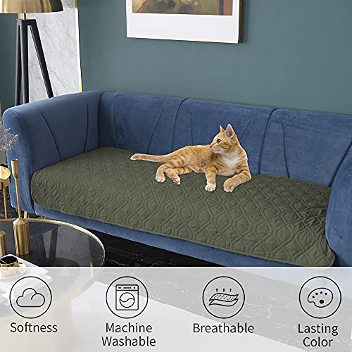 Waterproof Dog Bed Cover Pet Blanket for Furniture Bed Couch Sofa Reversible (40x90 Inch (Pack of 1) / Green+navy Blue)