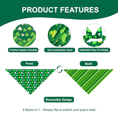 St. Patrick’s Day Dog Bandana for Medium Large Dogs (St. Patrick’s Day - Green / Large)