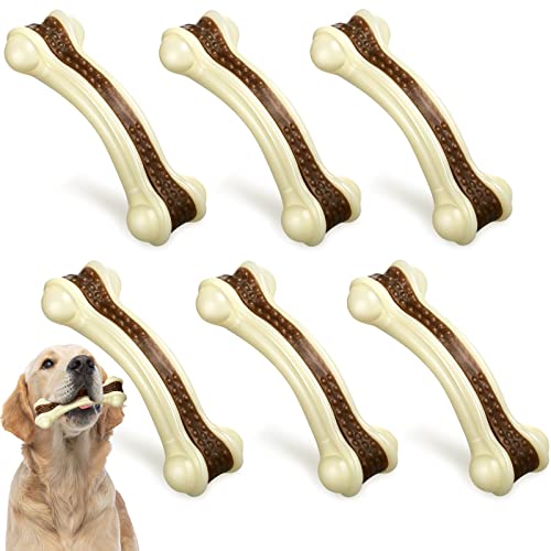 6 Pcs Nylon Dog Bones Toys for Aggressive Chewers (Large)