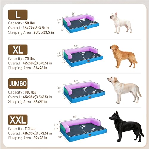 Orthopedic XL Dog Bed for Large and Extra Large Dogs (Ocean Twilight / 42"L x 30"W x 7.5"Th)