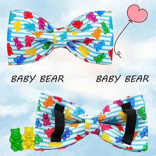 Dog Collar Summer Dog Collar with Bow tie (Colorful Bear / Medium (Pack of 1))