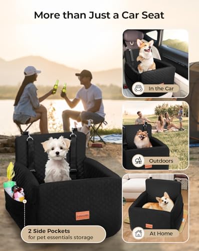 Dog Booster Car Seat for Dogs Under 35 Lbs (Black / Medium)