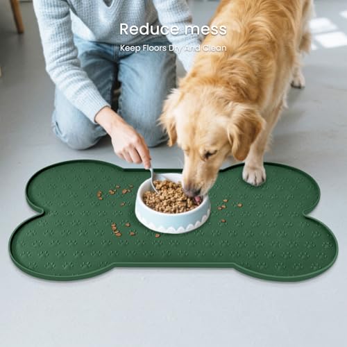 Dog Food Mat Anti (19.4" x 9.8" / Hunter Green)