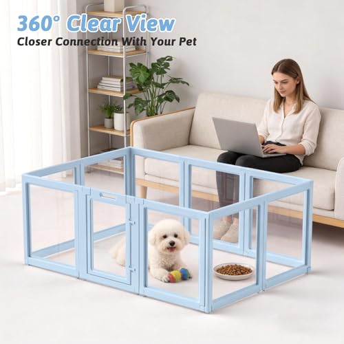Acrylic Dog Playpen Indoor (Sky Blue / 23.6"H)