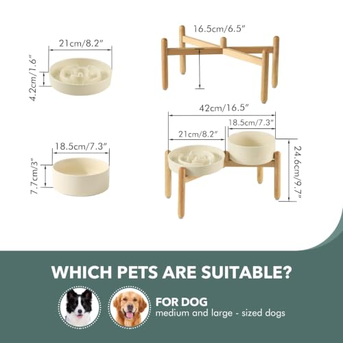 Elevated Slow Feeder Dog Bowls (Light Yellow)