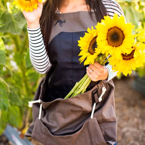 Roo Gardening Apron with Pockets for Women & Men (Roo-full Size / Taupe Grey)