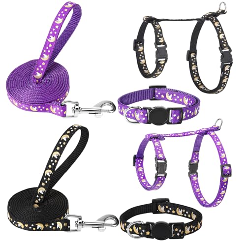 2 Pack Cat Harness and Leash with Collar Set (Multicolor)