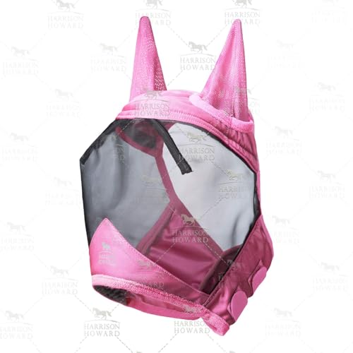 CareMaster Pro Luminous Horse Fly Mask Large Eye Space Standard with Ears UV Protection for Horse Light Pink XL Extra Full (Light Pink / X-Large (Warmblood))