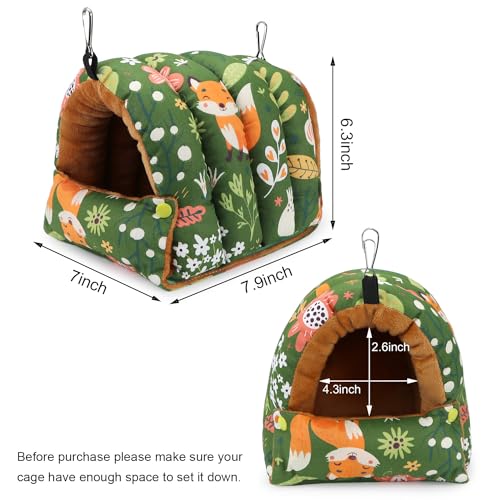 Bird Nest House Winter Warm Snuggle Hut Bird Bed Hanging Hammock for Parrots Budgies Parakeets Caique Senegal Cockatiels Conures (Medium / Green)