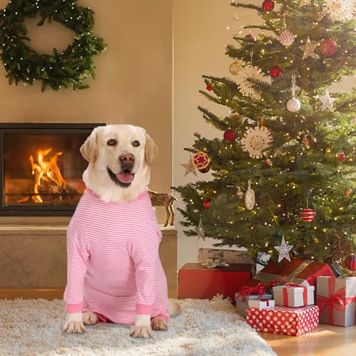 Dog Onesie Surgery Recovery Suit for Large Medium Bodysuit Dogs Pajamas PJS Full Body for Shedding (3XL / Pink)