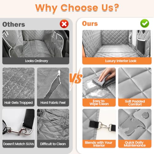 Hard Bottom Car Seat Cover for Dog (Upgraded Gray / For Full Size Truck)