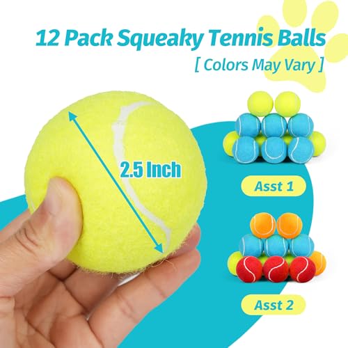 Squeaky Dog Tennis Balls 12 Pack (2.5" Squeaky / 12 Pack, 2 Colors)