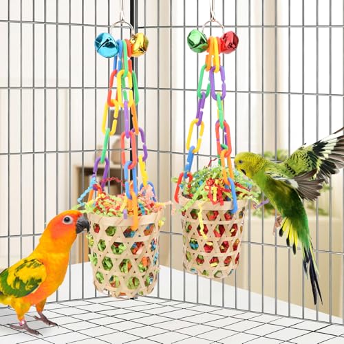 Bird Colorful Shredding Crinkles Foraging Toys Natural Sola Ball for Parrots Cockatiels Conures Budgies Senegal