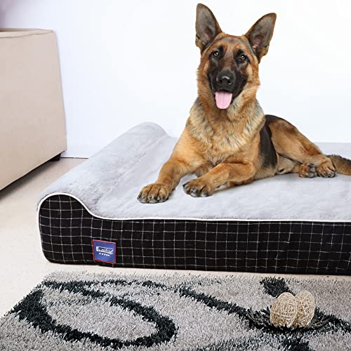Orthopedic Dog Bed (50.0"L x 36.0"W x 10.0"Th / Black Grid Gray)
