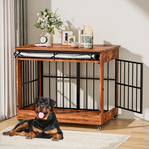 46" Large Dog Crate Furniture (Vintage Brown / 46.0"L x 28.4"W x 36.6"H)