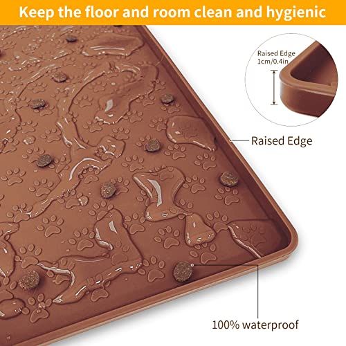 2 Pack Pet Placemat for Dog and Cat (11.8"L x 11.8"W - 2 Pack / Brown)