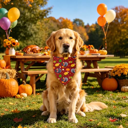 Thanksgiving Dog Bandana for Small Dogs (Thanksgiving- Brown/Beige (2 Sided) / Small)