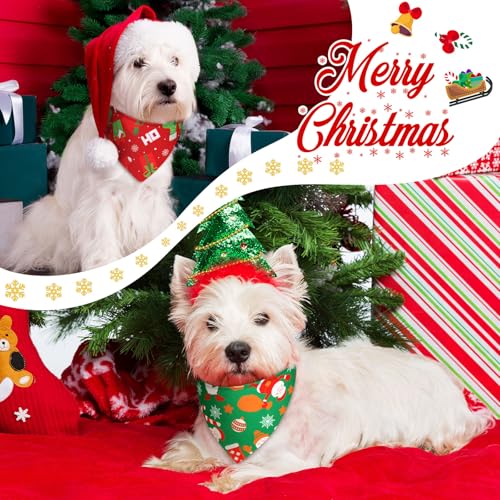 50 Pcs Christmas Dog Bandanas Bulk (Christmas / 19.7 x 13.8 x 13.8'')