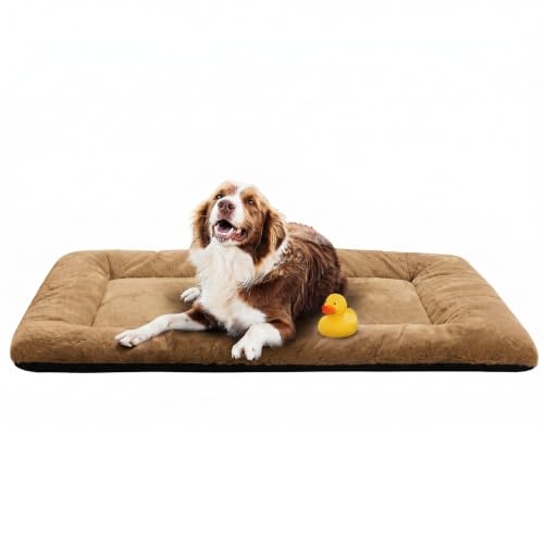 Dog Crate Pad Washable Dog Bed for Crate Large Cozy Mat 48 (48.0"L x 30.0"W x 1.0"Th / Camel)