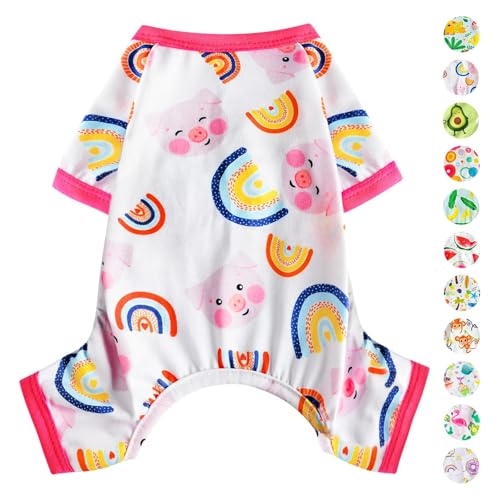 Dog Pajamas Pjs Summer Fall Dog Clothes for Small Dogs Girl (Pig Pink / X-Large（16-20 lb))