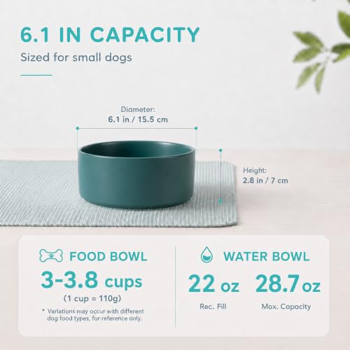 Ceramic Dog Bowls (Matte Dark Green)