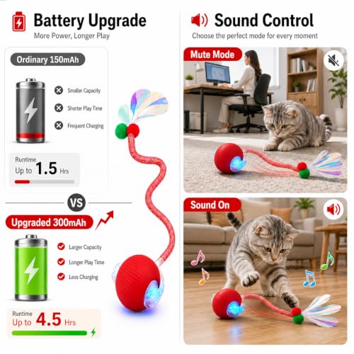 Interactive Cat Toy Ball (A-Red)