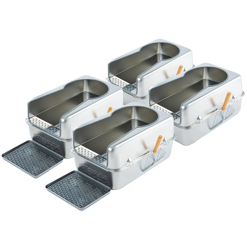 304 Stainless Steel Litter Box for Large Cats 30+ lbs (100% Stainless Steel (4 pack))