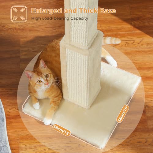 Cat Scratching Post 32” Tall Square Cat Scratcher (Beige)