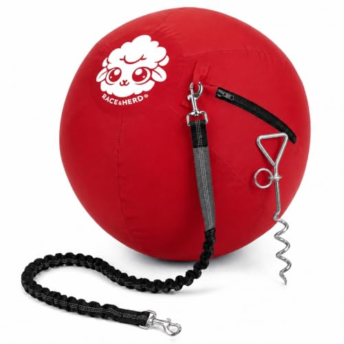 22" Herding Ball for Dogs Tetherball Set Outside (Cherry - 22" Tether Ball / Tether)
