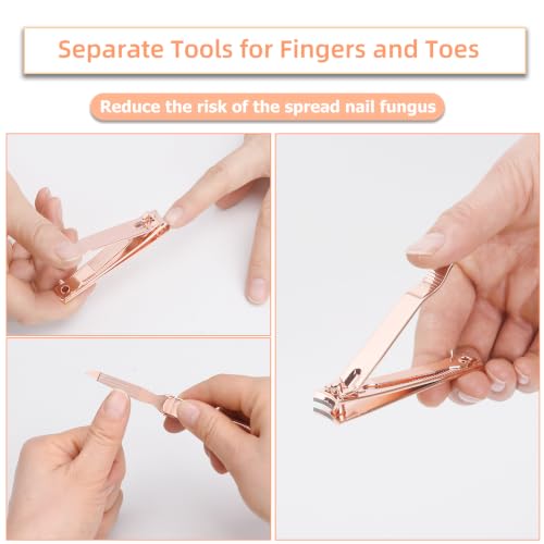 2Pcs Rose Gold Nail Clippers Set (Rose Gold)