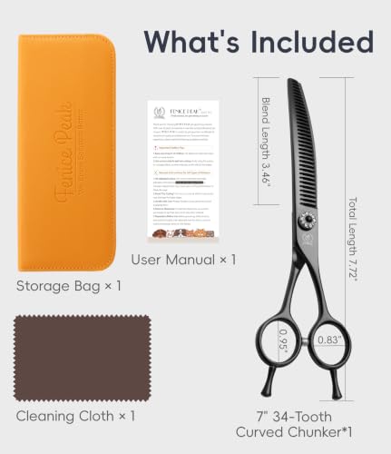 Professional Dog Grooming Scissors Pet Curved Chunker Shears 7.0'' Extremely Sharp Blades 440C Steel Thinning Scissors Durable Smooth Motion & Fine Cut for Dogs and Cats (Rose Gold Chunker)