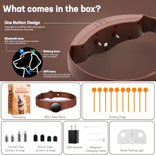 GPS Wireless Dog Collar Fence System with Free App Electric Dog Fence