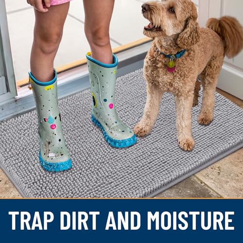 Dog Door Mat for Muddy Paws 48x30 (Light Grey / 48"X30")