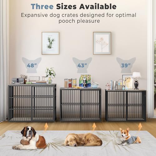48'' XXL Dog Crate Furniture with 3 Doors for Large Dogs (Ancient gray / 47.2"L x 29.1"W x 37.6"H)