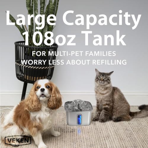 Innovation Award Winner Stainless Steel Cat Water Fountain (Silver / 108oz (Cats & Small Dogs))