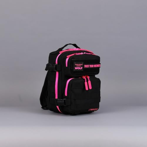 9L Mini Tactical Backpack Compact Gym Travel Bag (Black Neon Pink)