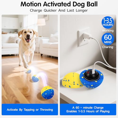 Dog Ball Smart Interactive Dog Toy with Remote Control (Blue+Yellow)