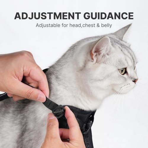 Cat Harness Leash Set with AirTag Holder (Black for Airtag / M)