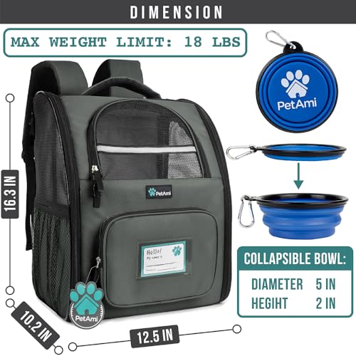 Dog Backpack Carrier for Small Large Cat (Dark Gray)