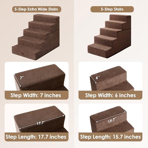 Dog Stairs for High Bed 25" H (Brown / Extra Wide 17.7" x 35" x 25")