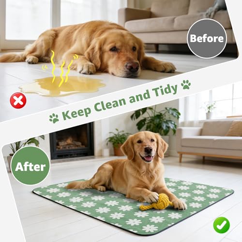 Extra Large Washable Puppy Pads for Incontinence 72"x72" (Green Daisy / 72"x72"(Pack of 1))