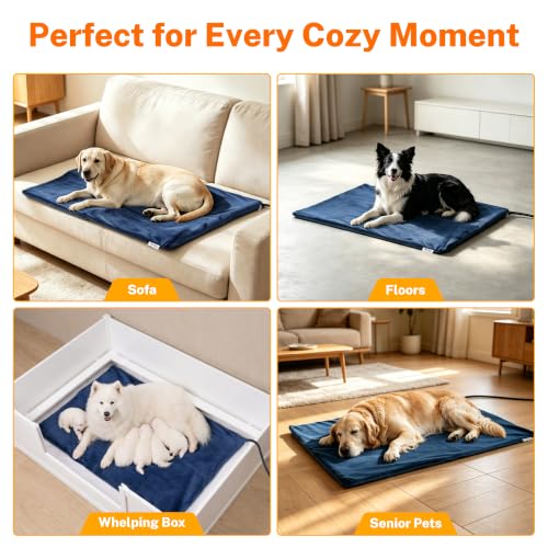Pet Heating Pad for Cats (Blue / 18.0"L x 16.0"W x 0.6"Th)