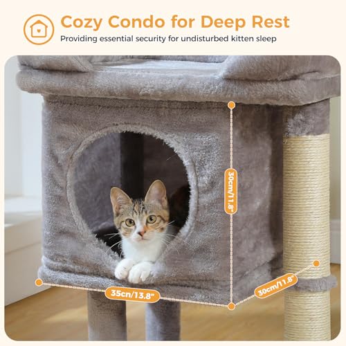 26" Cat Tree for Indoor Cats (Small-26 inches / Gray)