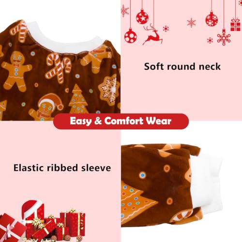 Small Dogs Outfit Soft Puppy Onesies Pjs Christmas Dog Pajamas Pet Coat Cat Apparel Comfy Doggie Jumpsuit Bodysuit for All Seasons P356XL (Brown Gingerbread / X-Large)