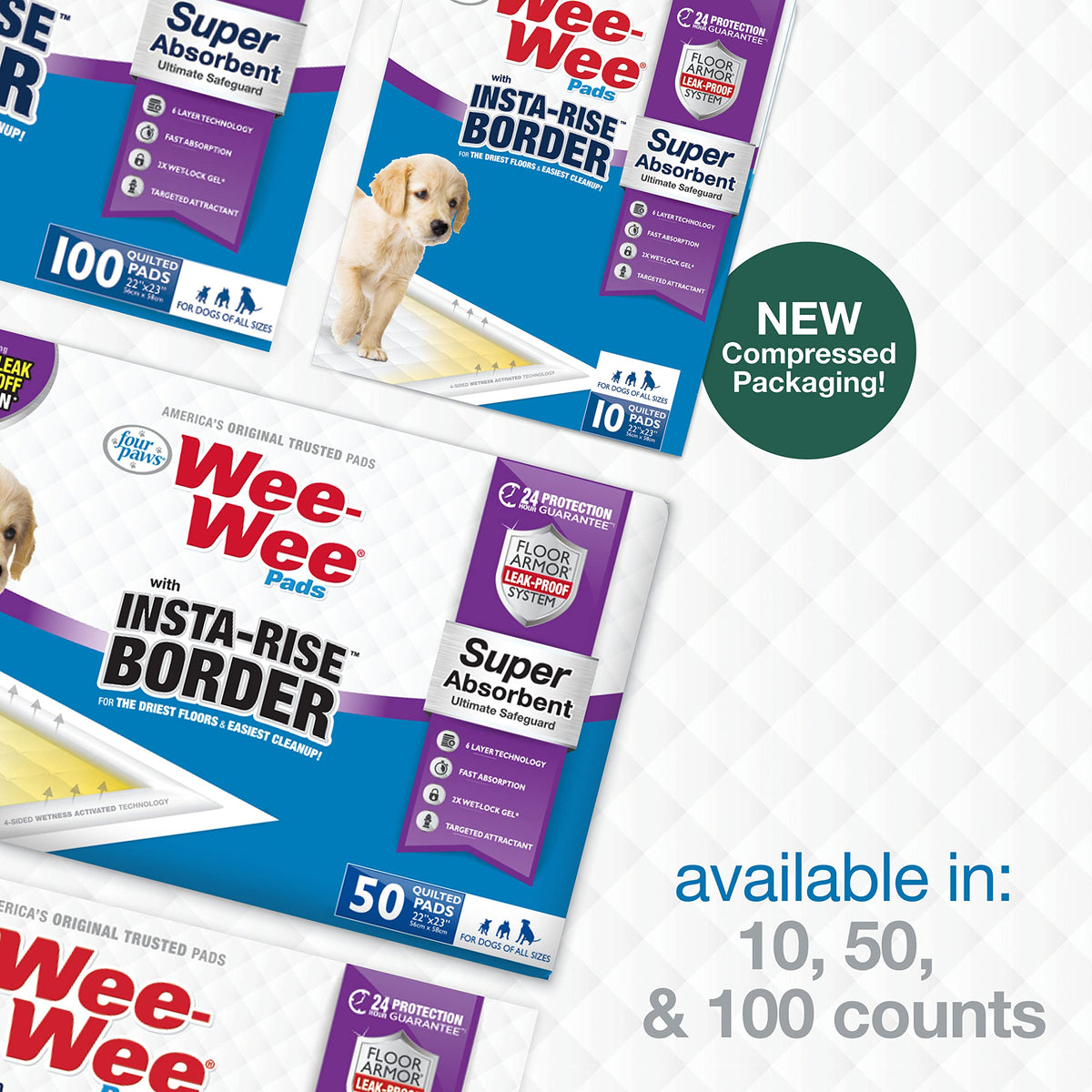 Wee Wee Super Absorbent Unscented Pee Pads for Dogs & Puppies with Insta (50 Count)